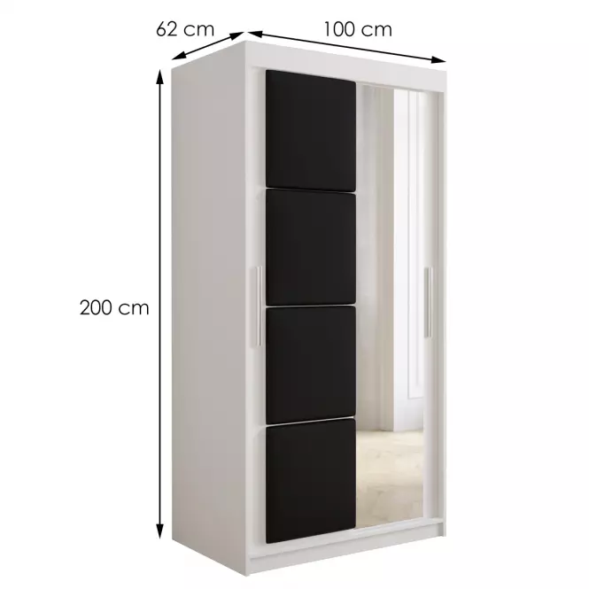 Skriňa Tapi 100 Biely/Čierna ekokoža