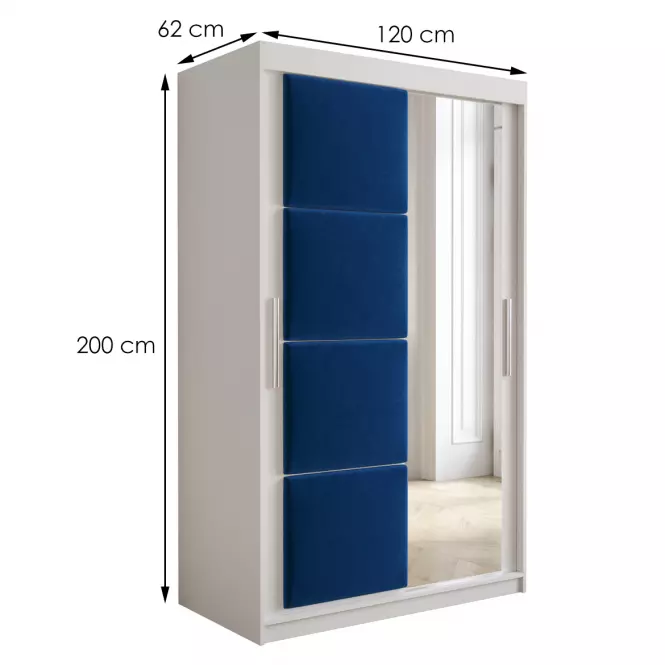Skriňa Tapi 120 Biely/Modrá