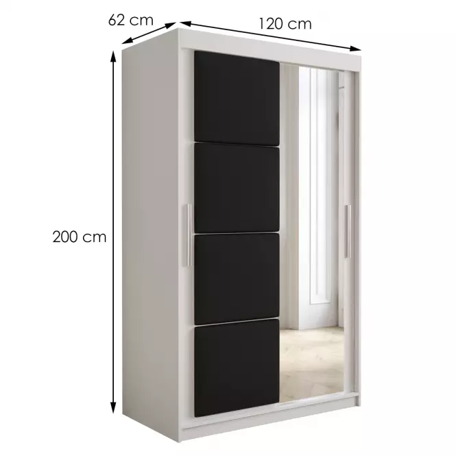 Skriňa Tapi 120 Biely/Čierna ekokoža