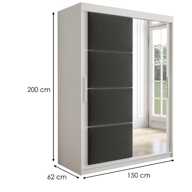 Skriňa Tapi 150 Biely/Šedá,2