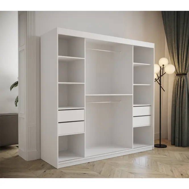 Skriňa Tapi 200 Biely/Čierna ekokoža,6