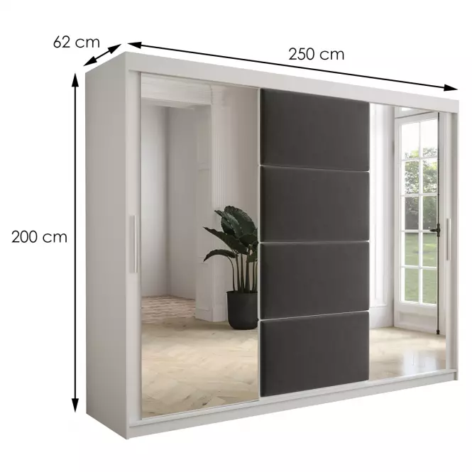 Skriňa Tapi 250 Biely/Šedá
