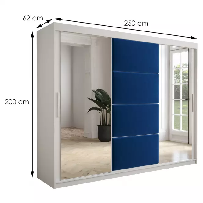Skriňa Tapi 250 Biely/Modrá