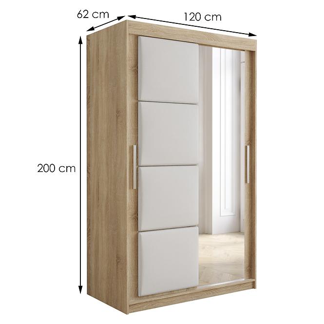 Skriňa Tapi 120 Dąb Sonoma/Biela ekokoža
