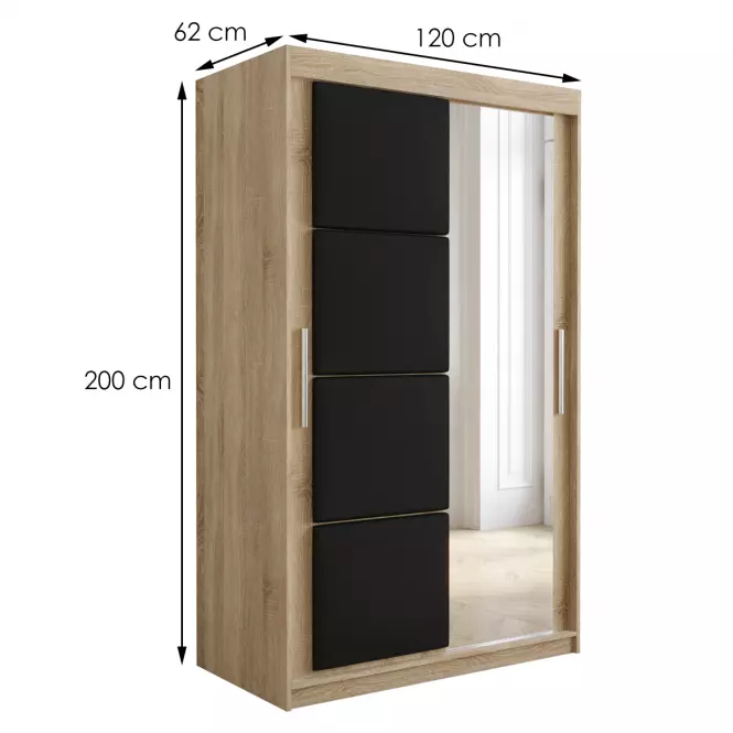 Skriňa Tapi 120 Dąb Sonoma/Čierna ekokoža