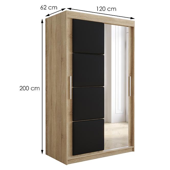 Skriňa Tapi 120 Dąb Sonoma/Čierna ekokoža,2