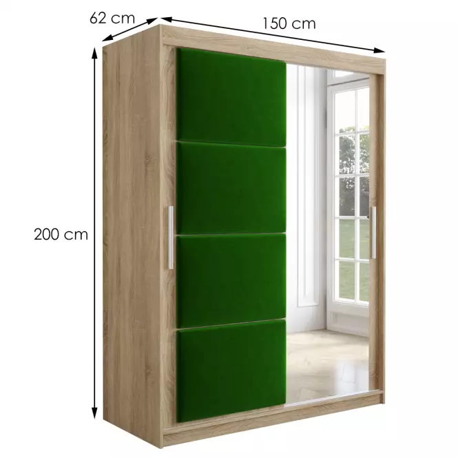 Skriňa Tapi 150 Dąb Sonoma/zelená