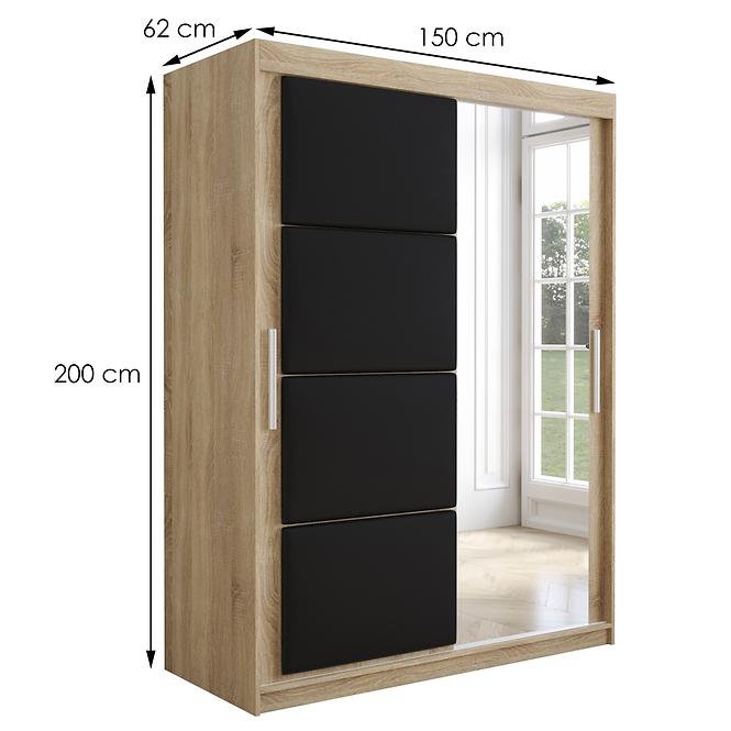 Skriňa Tapi 150 Dąb Sonoma/Čierna ekokoža,2