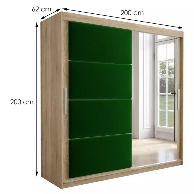 Skriňa Tapi 200 Dąb Sonoma/zelená