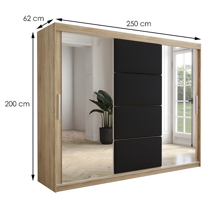 Skriňa Tapi 250 Dąb Sonoma/Čierna ekokoža