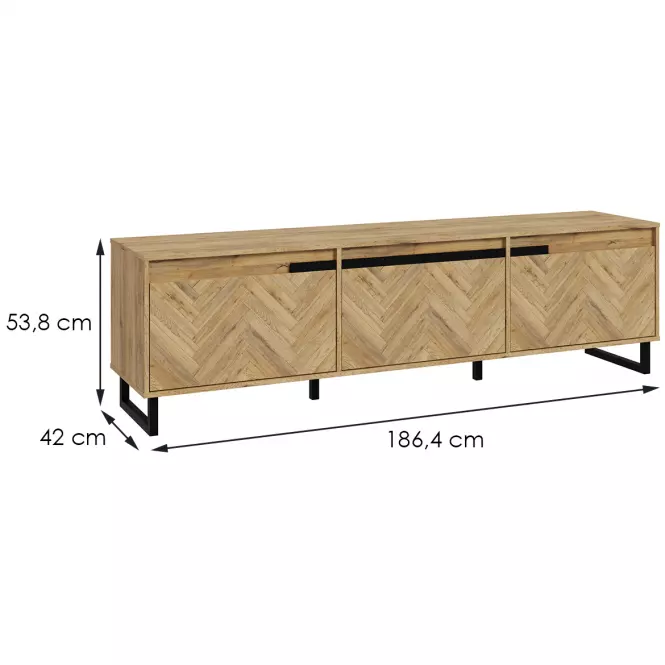 TV stolík Solletico dub spica rybia kosť / dub bartex,2