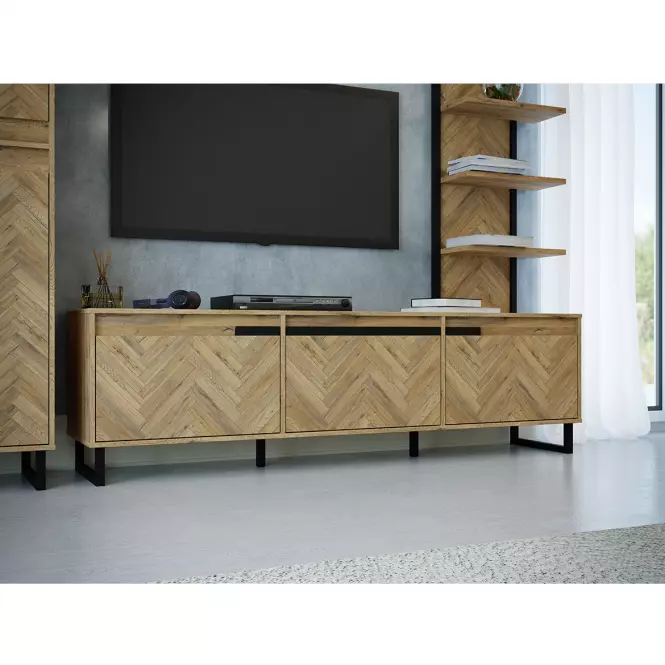 TV stolík Solletico dub spica rybia kosť / dub bartex