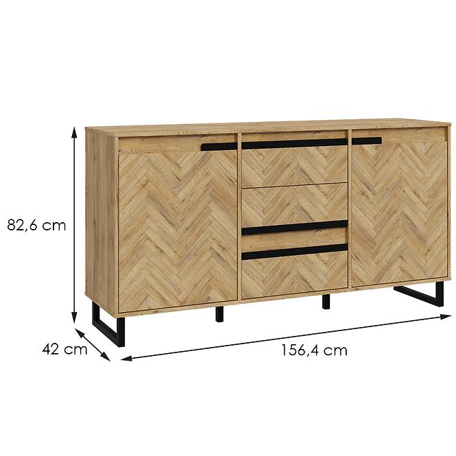 Komoda Solletico Dub Spica rybia kosť / Dub Bartex,2