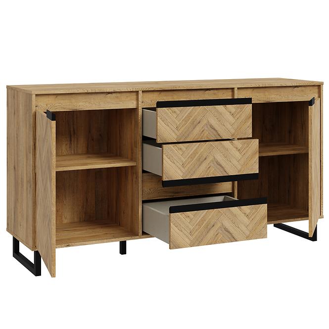 Komoda Solletico Dub Spica rybia kosť / Dub Bartex,4
