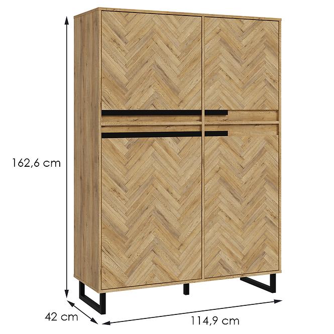 Komoda Solletico 4d Dąb Spica rybia kosť / Dąb Bartex