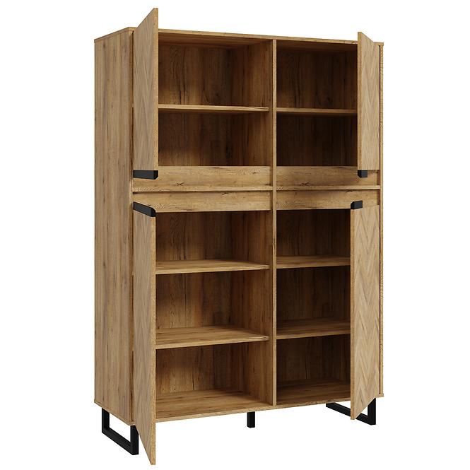 Komoda Solletico 4d Dąb Spica rybia kosť / Dąb Bartex