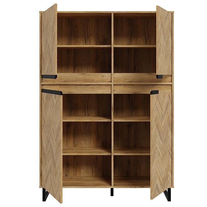Komoda Solletico 4d Dąb Spica rybia kosť / Dąb Bartex