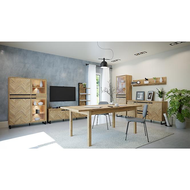 Komoda Solletico 4d Dąb Spica rybia kosť / Dąb Bartex