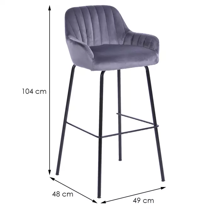 Barová stolička  2-170a Grey Velvet