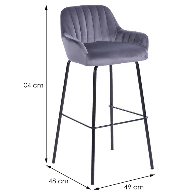 Barová stolička  2-170a Grey Velvet,2