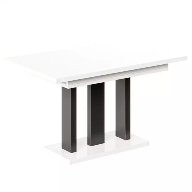 Rozkladací stôl Appia Mat čierne nohy 130/210x80cm Biely lesk