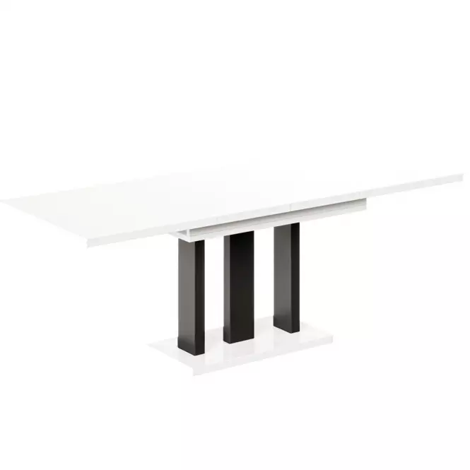 Rozkladací stôl Appia Mat čierne nohy 130/210x80cm Biely lesk,2