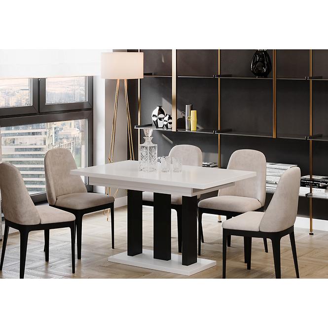 Rozkladací stôl Appia Mat čierne nohy 130/210x80cm Biely lesk