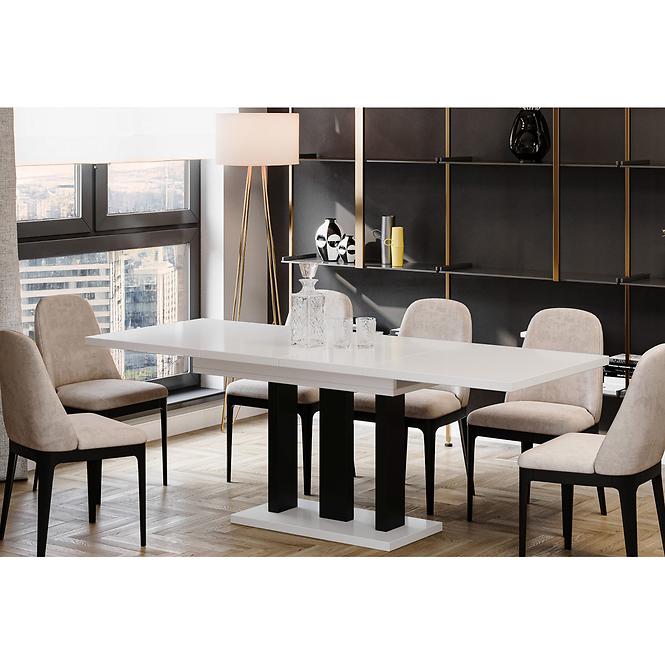 Rozkladací stôl Appia Mat čierne nohy 130/210x80cm Biely lesk