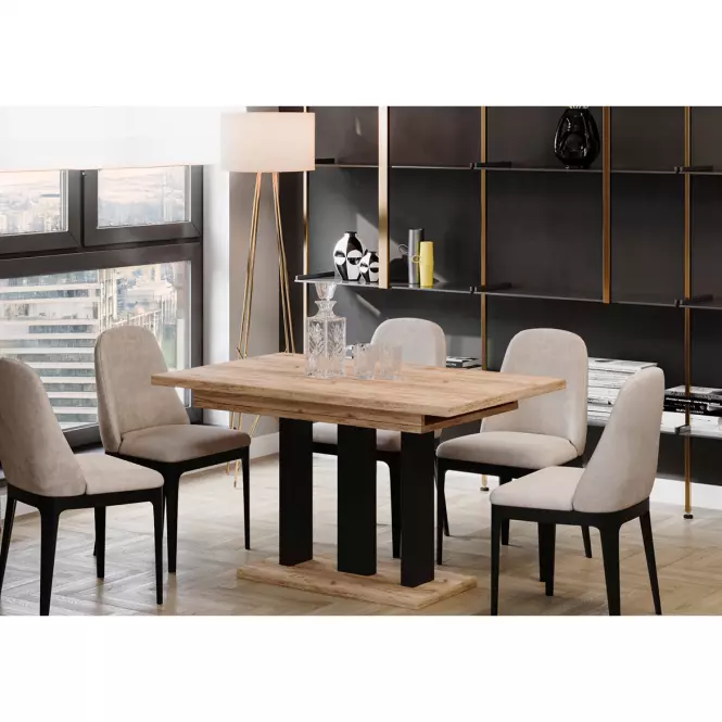 Rozkladací stôl Appia 130/210x80cm Mat čierne nohy/Dub Craft Zlatý,4
