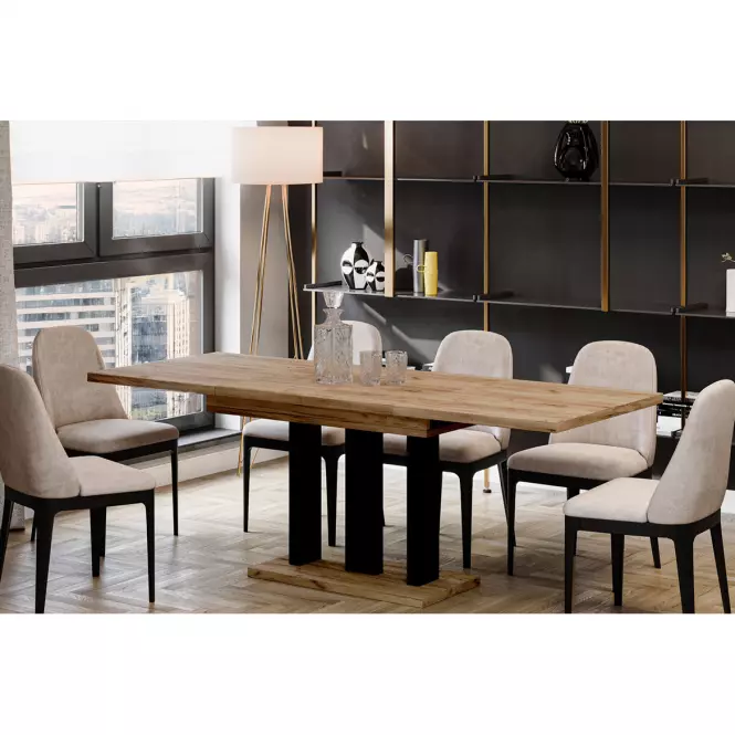 Rozkladací stôl Appia 130/210x80cm Mat čierne nohy/Dub Craft Zlatý