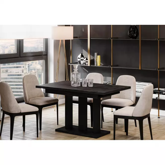 Rozkladací stôl Appia 130/210x80cm Mat čierne nohy/Betón Tmavý,4