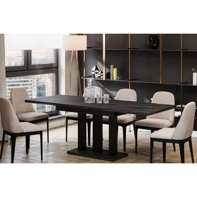 Rozkladací stôl Appia 130/210x80cm Mat čierne nohy/Betón Tmavý,5