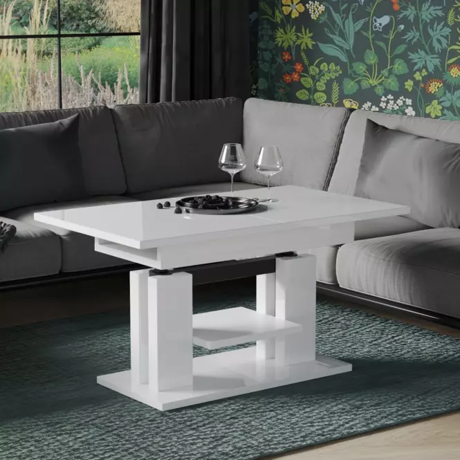 Rozkladací stôl Iso 110/170x65cm Biely lesk