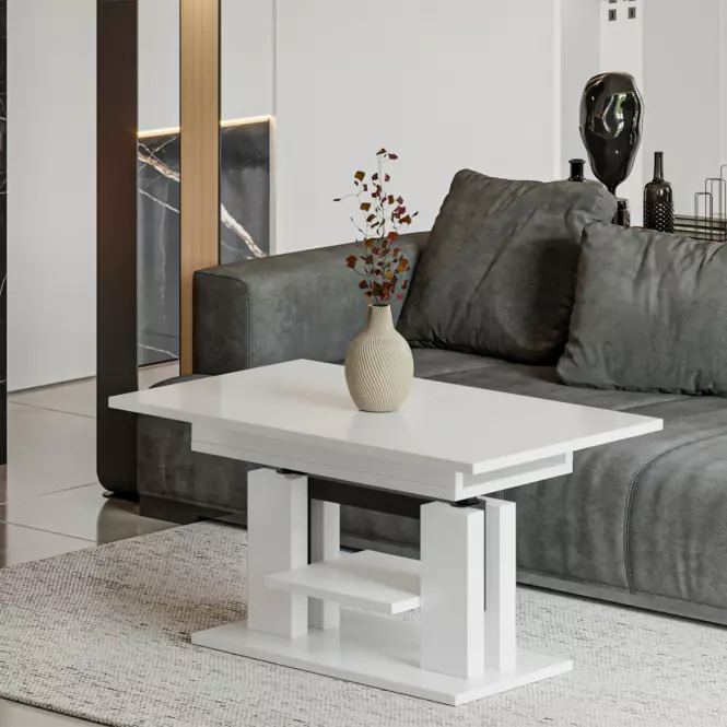 Rozkladací stôl Iso 110/170x65cm Biely lesk,4