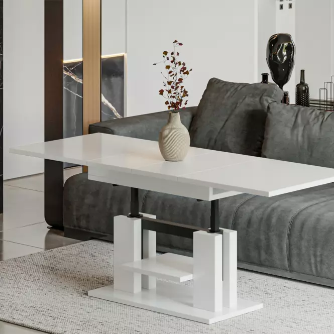 Rozkladací stôl Iso 110/170x65cm Biely lesk,5