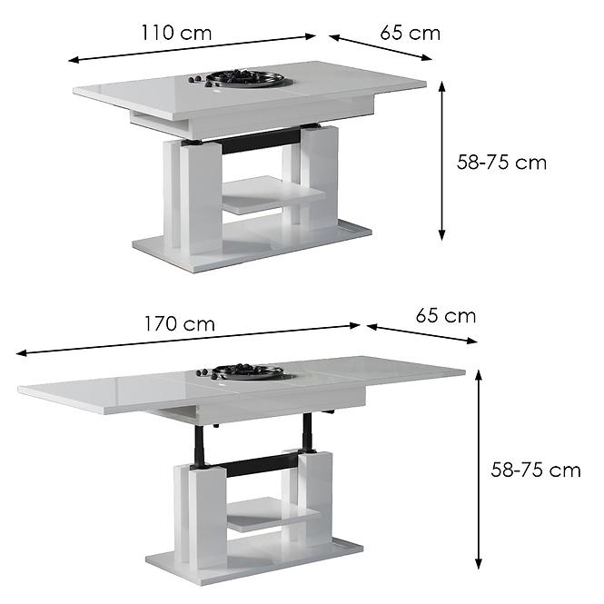 Rozkladací stôl Iso 110/170x65cm Biely lesk