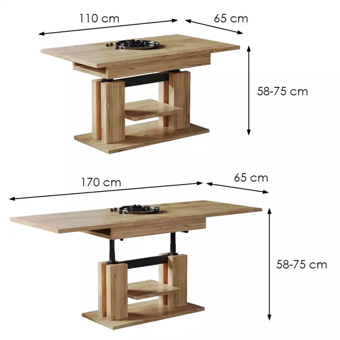 Konferenčný stolík Iso 110/170x65cm Dub Craft,3