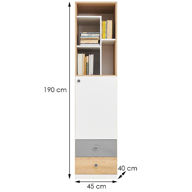 Regál Pixel PX5 sušienkový dub / biely lux / sivý