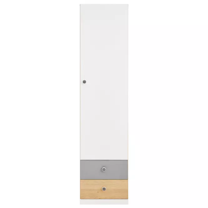 Skriňa Pixel 1D PX4 sušienkový dub / biely lux / sivý
