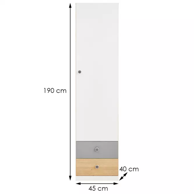 Skriňa Pixel 1D PX4 sušienkový dub / biely lux / sivý