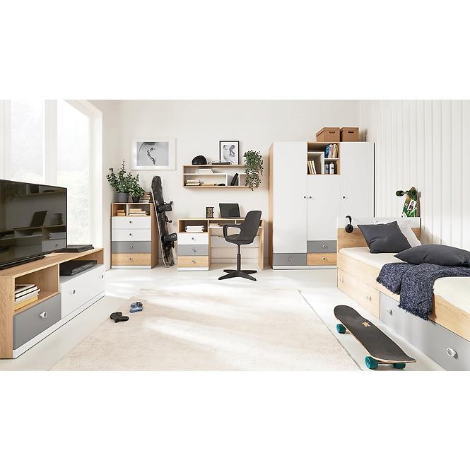 Skriňa Pixel 1D PX4 sušienkový dub / biely lux / sivý,9