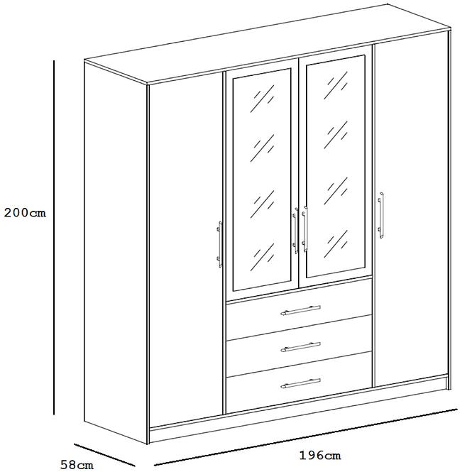 Skriňa Bali D4 196 cm biela