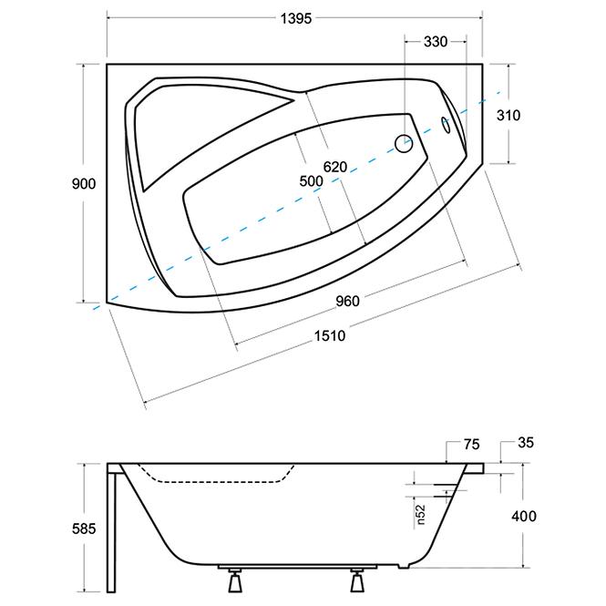 Vaňa Rima 140/90 L+nohy