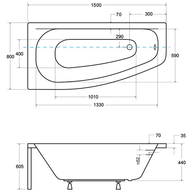 Vaňa Luna 150/80 Ľ + nohy,3
