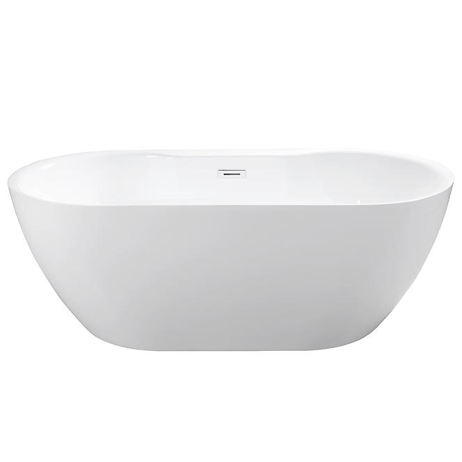 Voľne stojaca vaňa Navia 150/80 so sifónom Klik Klak s obdĺžnikovým prepadom Slim chróm,3