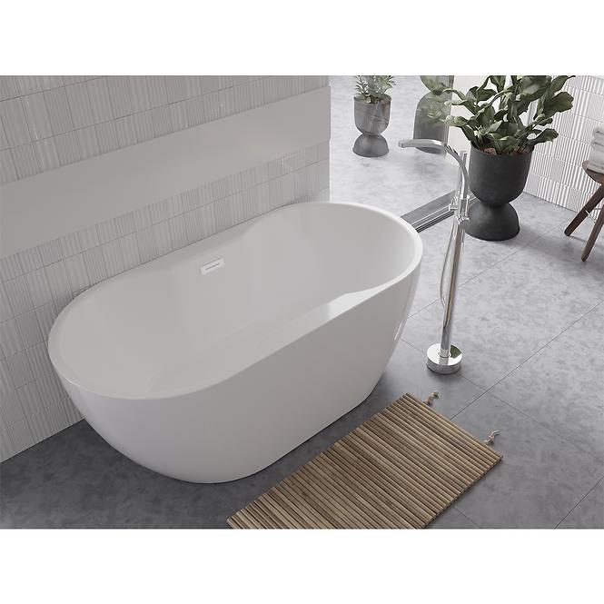 Voľne stojaca vaňa Navia 150/80 so sifónom Klik Klak s obdĺžnikovým prepadom Slim chróm,9