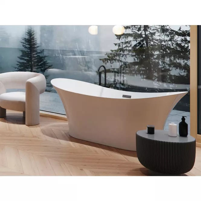 Voľne stojaca vaňa Amber 170/80 so sifónom Klik Klak s obdĺžnikovým prepadom Slim chróm,7