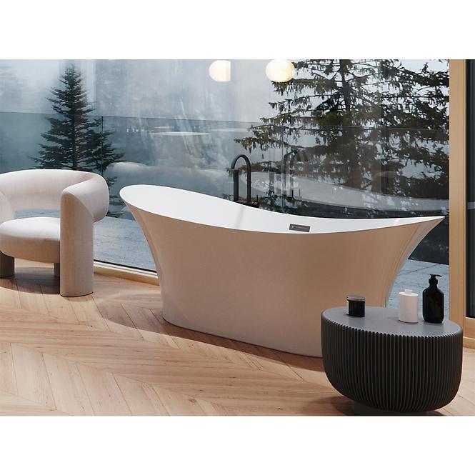 Voľne stojaca vaňa Amber 170/80 so sifónom Klik Klak s obdĺžnikovým prepadom Slim chróm,7