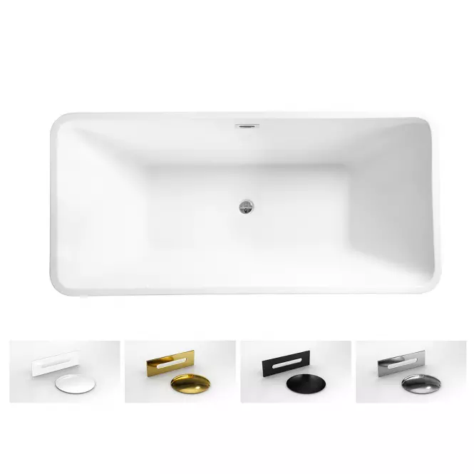 Voľne stojaca vaňa Evita 160/80+Klik Klak s prepadom Slim chrom