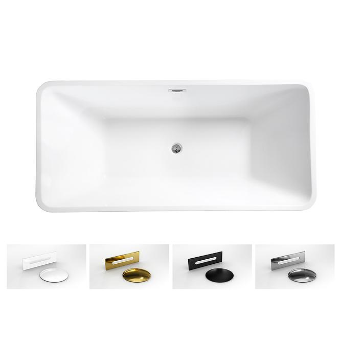 Voľne stojaca vaňa Evita 160/80+Klik Klak s prepadom Slim chrom,4